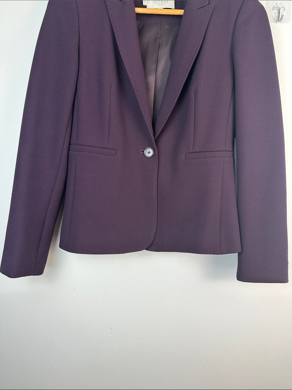 NWOT Hobbs London Vivienne Jacket Abuergine Single Button Blazer Size 4 Office - Picture 4 of 16